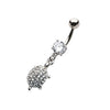 Clear Gem Turtle Dangle Charm WildKlass Belly Ring ( 14g 3/8")-WildKlass Jewelry