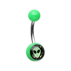 Out of This World Alien Acrylic Logo WildKlass Belly Button Ring-WildKlass Jewelry