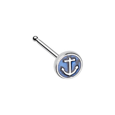 Anchor Inlay WildKlass Nose Stud Ring-WildKlass Jewelry
