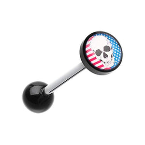 Skull Americana Logo Acrylic WildKlass Barbell Tongue Ring-WildKlass Jewelry