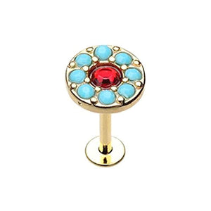 Golden Sparkle Turquoise Top WildKlass Steel Labret-WildKlass Jewelry