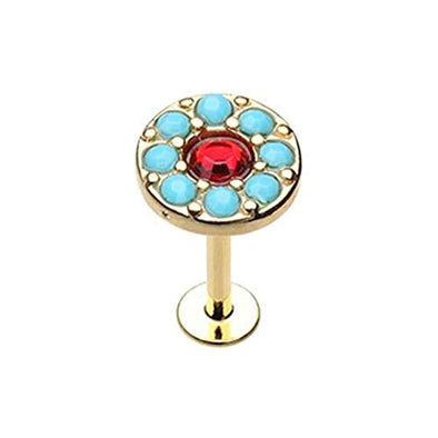Golden Sparkle Turquoise Top WildKlass Steel Labret-WildKlass Jewelry