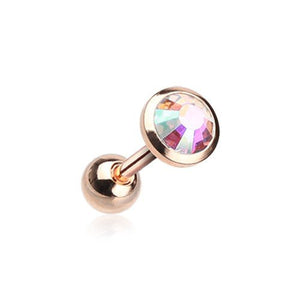 Rose Gold Gem Sparkle Cartilage Tragus Earring Gold Plated 316L Surgical Steel-WildKlass Jewelry