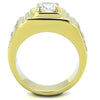 WildKlass Stainless Steel Ring IP Gold Men AAA Grade CZ Clear-WildKlass Jewelry