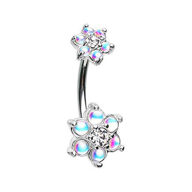 Illuminating Spring Flower Sparkle Prong Set WildKlass Belly Button Ring-WildKlass Jewelry