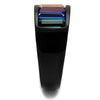 WildKlass Stainless Steel Ring IP Black Women Top Grade Crystal Multi Color-WildKlass Jewelry