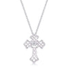 WildKlass .33Ct Rhodium Plated Dancing CZ Vintage Cross Pendant-WildKlass Jewelry
