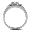 WildKlass Stainless Steel Ring High Polished Men AAA Grade CZ Clear-WildKlass Jewelry