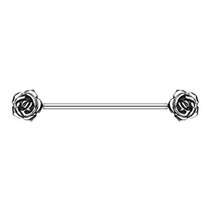 Double Rose Flower WildKlass Industrial Barbell-WildKlass Jewelry