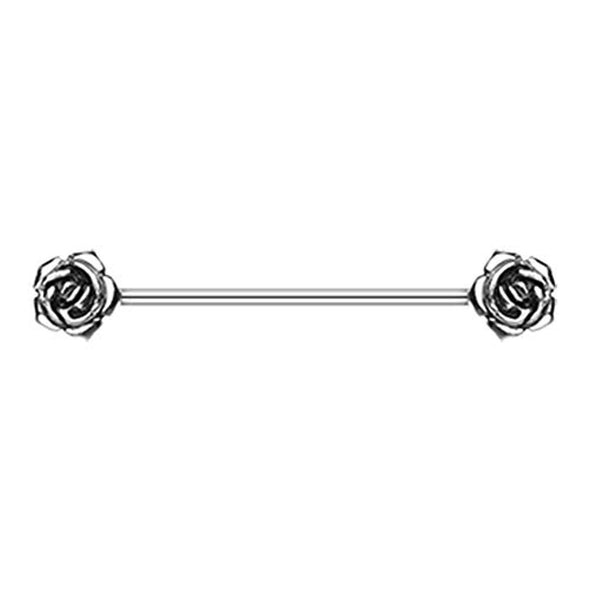 Double Rose Flower WildKlass Industrial Barbell-WildKlass Jewelry