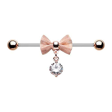 Rose Gold Adorable Mesh Bow-Tie WildKlass Industrial Barbell-WildKlass Jewelry