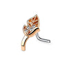 WildKlass CZ Set Leaf Nose Crawlers 316L Surgical Steel L Bend Nose Stud Rings-WildKlass Jewelry