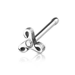 All 316L Surgical Steel WildKlass Nose Bone Studs with Crystal Center Tribal Triangle-WildKlass Jewelry