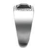 WildKlass Stainless Steel Ring High Polished (no Plating) Men Synthetic Jet-WildKlass Jewelry