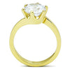 WildKlass Stainless Steel Solitaire Ring IP Gold Women AAA Grade CZ Clear-WildKlass Jewelry