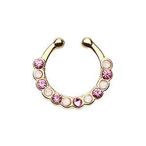 Golden Opal Paradigm WildKlass Fake Septum Clip-On Ring-WildKlass Jewelry