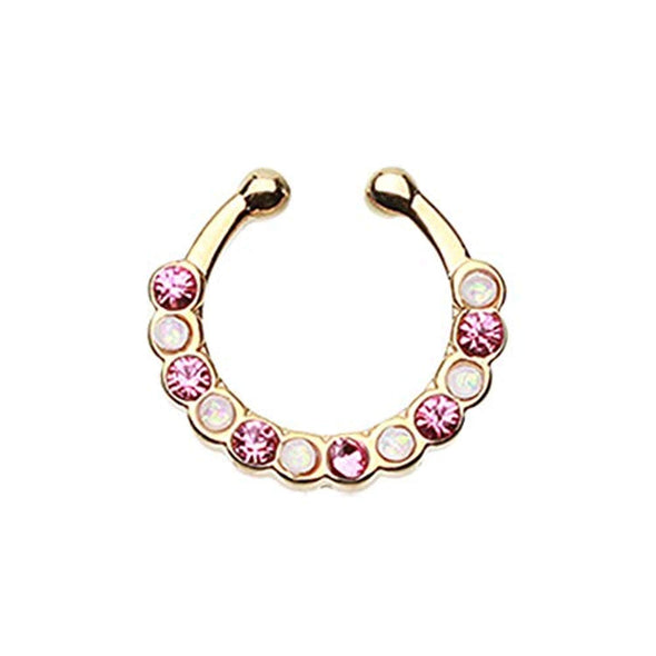 Golden Opal Paradigm WildKlass Fake Septum Clip-On Ring-WildKlass Jewelry