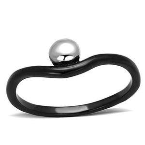 WildKlass Stainless Steel Ring Two-Tone IP Black Women-WildKlass Jewelry