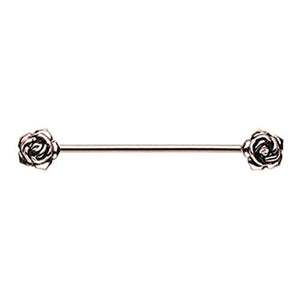 Rose Gold Double Rose Flower WildKlass Industrial Barbell-WildKlass Jewelry
