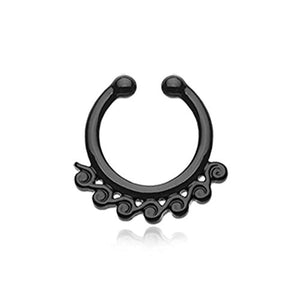Colorline Tidal Wave Filigree WildKlass Fake Septum Clip-On Ring-WildKlass Jewelry