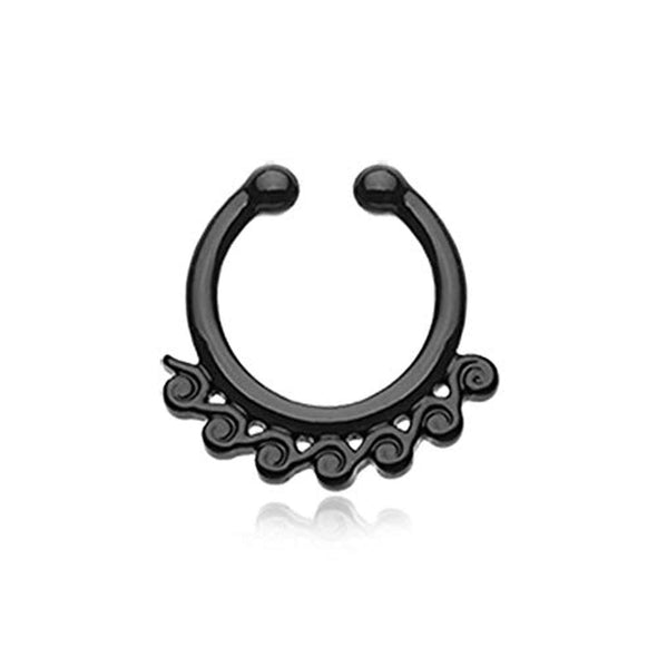 Colorline Tidal Wave Filigree WildKlass Fake Septum Clip-On Ring-WildKlass Jewelry