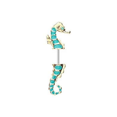 Golden Seahorse WildKlass Fake Taper Earring-WildKlass Jewelry