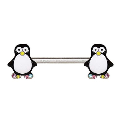 WildKlass 316L Stainless Steel Adorable Penguin Nipple Bar-WildKlass Jewelry