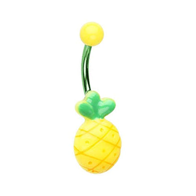 Tropical Pineapple Non Dangle WildKlass Belly Button Ring-WildKlass Jewelry