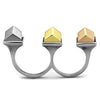 WildKlass Stainless Steel Ring Three Tone IP（IP Gold & IP Rose Gold & High Polished Women-WildKlass Jewelry