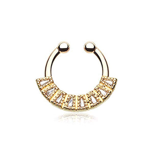 Golden Sabre Arc WildKlass Fake Septum Clip-On Ring-WildKlass Jewelry