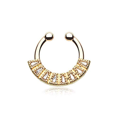 Golden Sabre Arc WildKlass Fake Septum Clip-On Ring-WildKlass Jewelry
