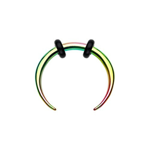 Rainbow Basic Steel Pincher WildKlass Septum Ring-WildKlass Jewelry