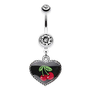 Cherry Heart Dangle WildKlass Belly Button Ring-WildKlass Jewelry