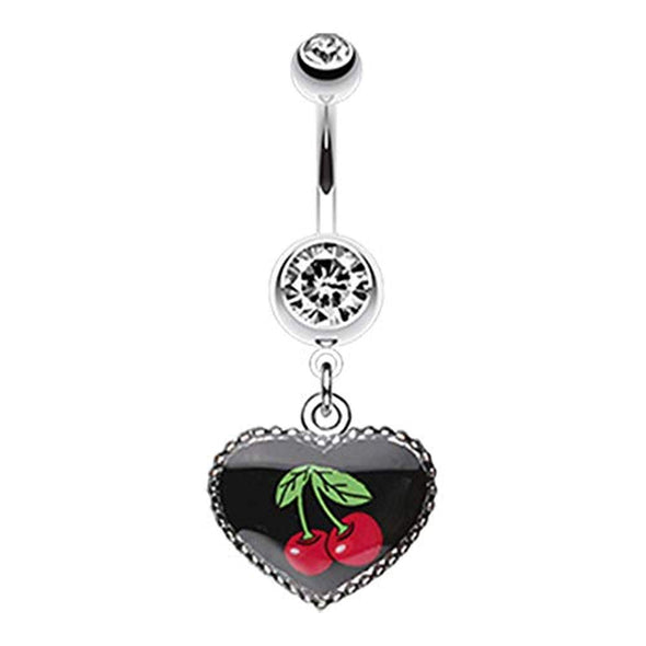 Cherry Heart Dangle WildKlass Belly Button Ring-WildKlass Jewelry