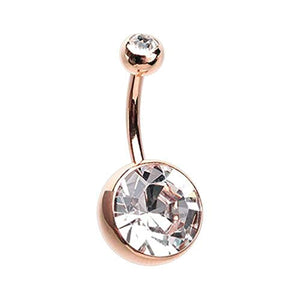 Rose Gold Giant Sparkle Gem Ball WildKlass Belly Button Ring-WildKlass Jewelry