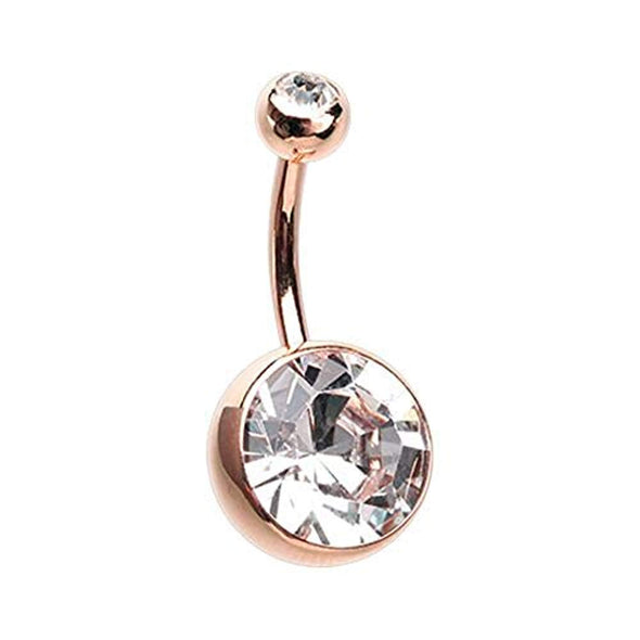 Rose Gold Giant Sparkle Gem Ball WildKlass Belly Button Ring-WildKlass Jewelry