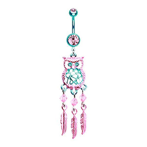 Guardian Owl Dreamcatcher WildKlass Belly Button Ring-WildKlass Jewelry