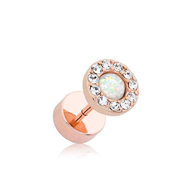 Rose Gold Opal Elegance Multi-Gem WildKlass Faux Plug-WildKlass Jewelry