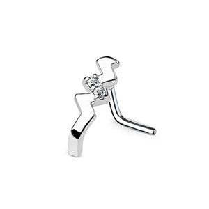 WildKlass CZ Paved Twist Nose Crawlers 316L Surgical Steel L Bend Nose Stud Rings-WildKlass Jewelry