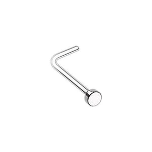 Round Plate Basic Steel WildKlass L-Shape Nose Ring-WildKlass Jewelry