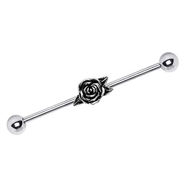 316L Stainless Steel Metal Rose Industrial Barbell-WildKlass Jewelry
