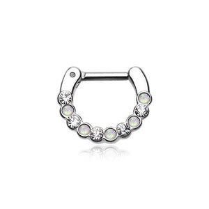 Opal Septum Clicker Colorline Glistening Multi Gem Septum Ring-WildKlass Jewelry