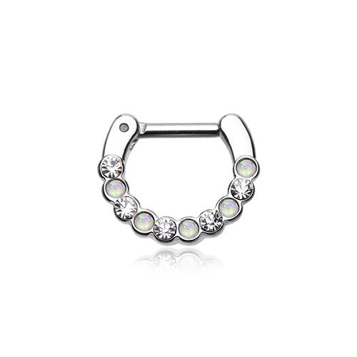 Opal Septum Clicker Colorline Glistening Multi Gem Septum Ring-WildKlass Jewelry