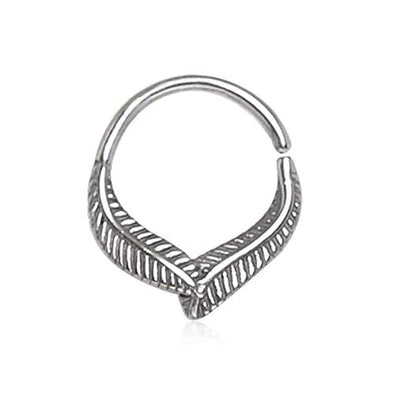 WildKlass 316L Stainless Steel Leaf Seamless Ring/Septum Ring-WildKlass Jewelry