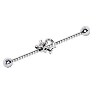 316L Stainless Steel Jeweled Alley Cat Industrial Barbell-WildKlass Jewelry