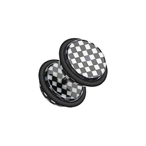 Classic Checkered Acrylic WildKlass Fake Plug with O-Rings-WildKlass Jewelry