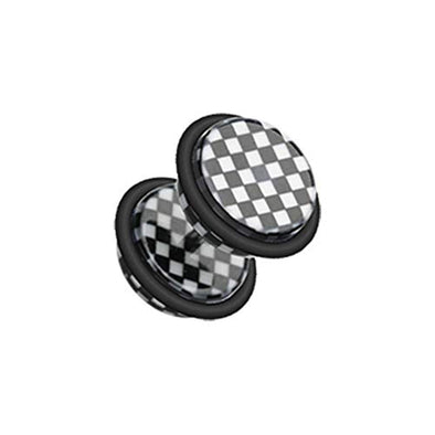 Classic Checkered Acrylic WildKlass Fake Plug with O-Rings-WildKlass Jewelry