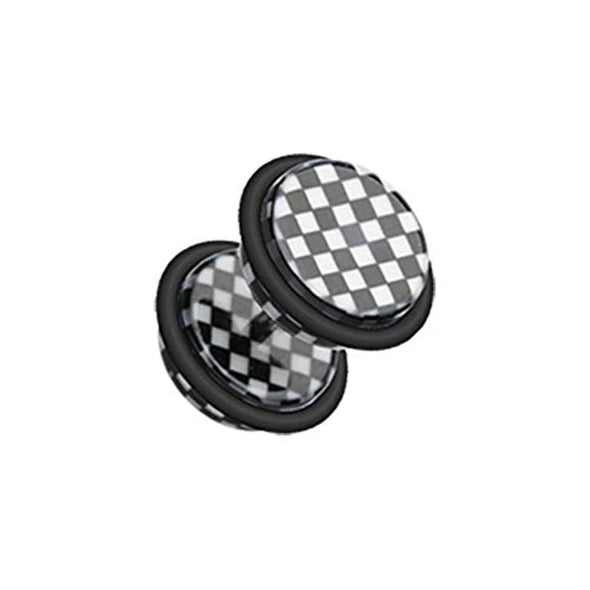 Classic Checkered Acrylic WildKlass Fake Plug with O-Rings-WildKlass Jewelry