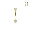 Plated Prong Set Clear CZ Internally Threaded 316L Surgical Steel WildKlass Eyebrow Curve Ring-WildKlass Jewelry