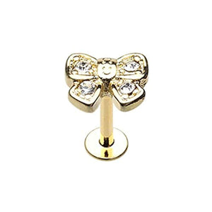 Golden Dainty Bow-Tie Top WildKlass Steel Labret-WildKlass Jewelry